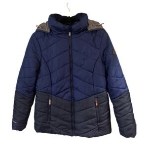 Skechers Blue Puffer Jacket with Chevron Design